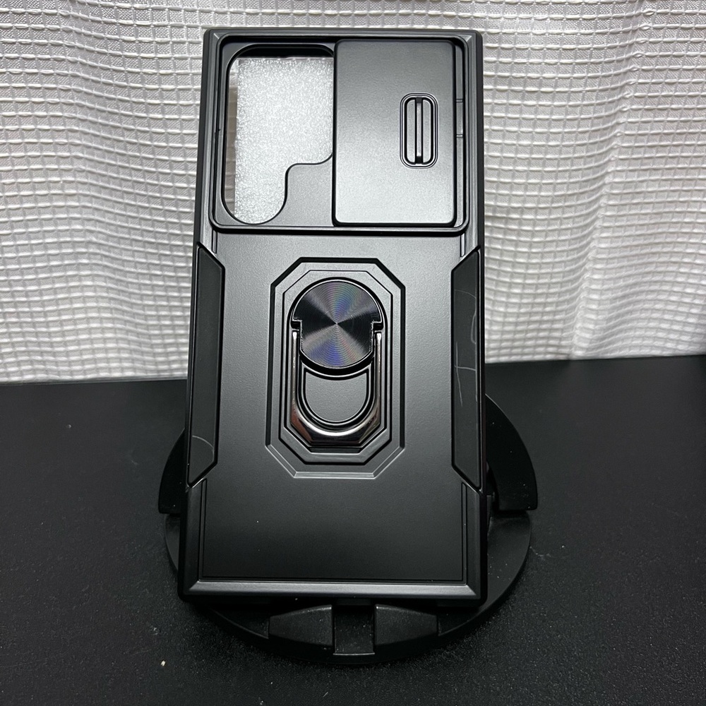 Black Protective Phone Case with Ring Holder